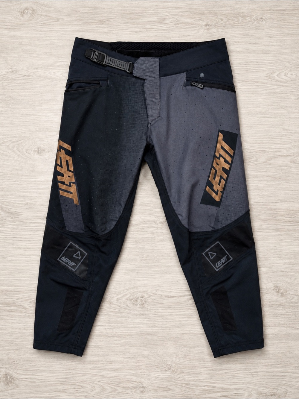 Leatt MTB/BMX Performance Riding Pants Black Grey Adjustable Waist Trail Enduro